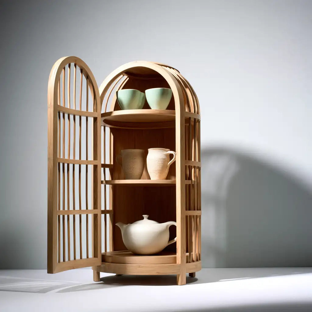 Scaffale ad arco dal design essenziale, marrone, per la casa
