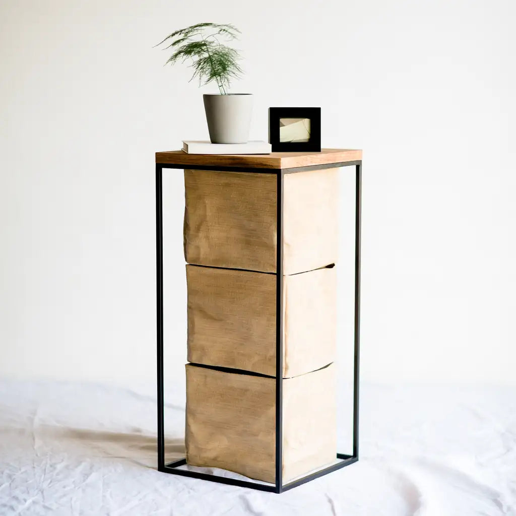 Scarpiera a ribalta dalle linee moderne, beige e nero, per la casa