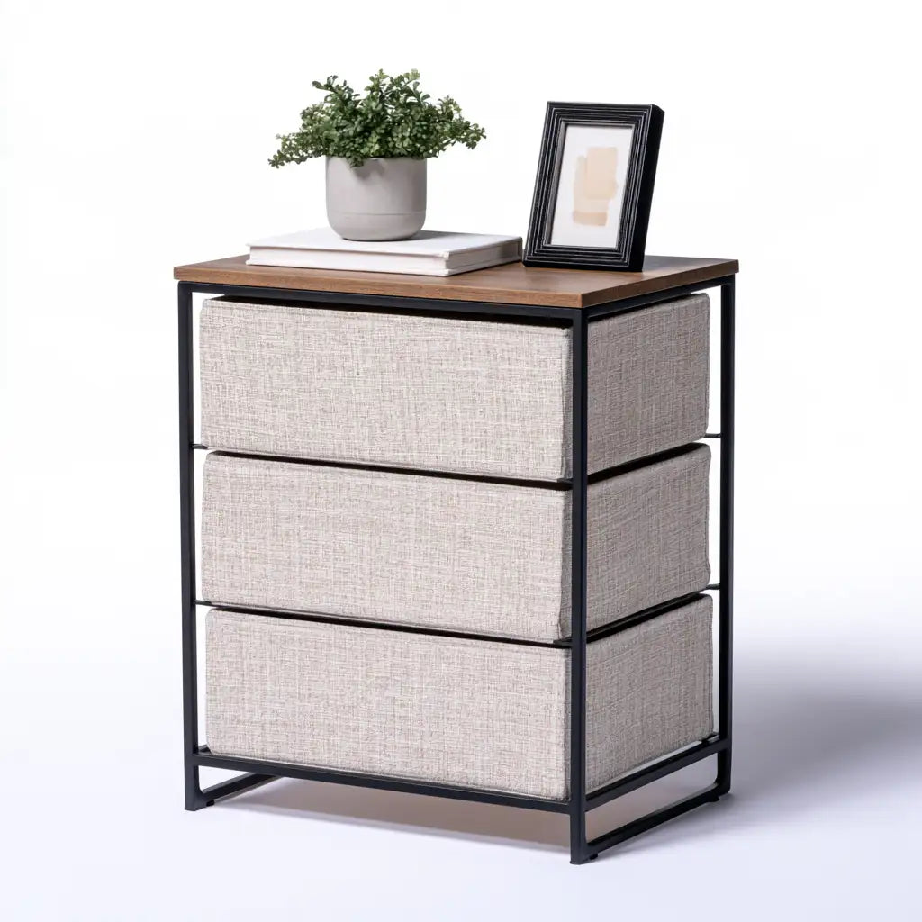 Scarpiera a ribalta dal design essenziale, beige e nero, per la casa