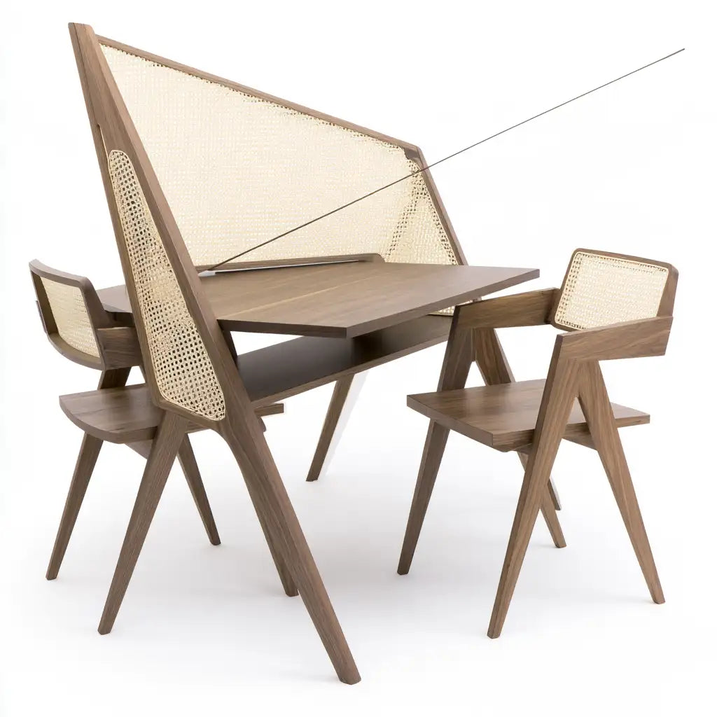 Set tavolo e sedie dal design essenziale, beige, per la casa